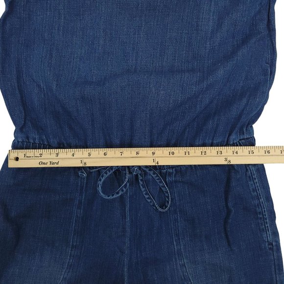Cloth and Stone Blue Chambray Halter Mock Neck Denim Jumpsuit Womens S Wide Leg - Picture 5 of 16